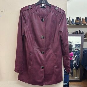 Joseph Ribkoff Deep Burgundy Leather Jacket